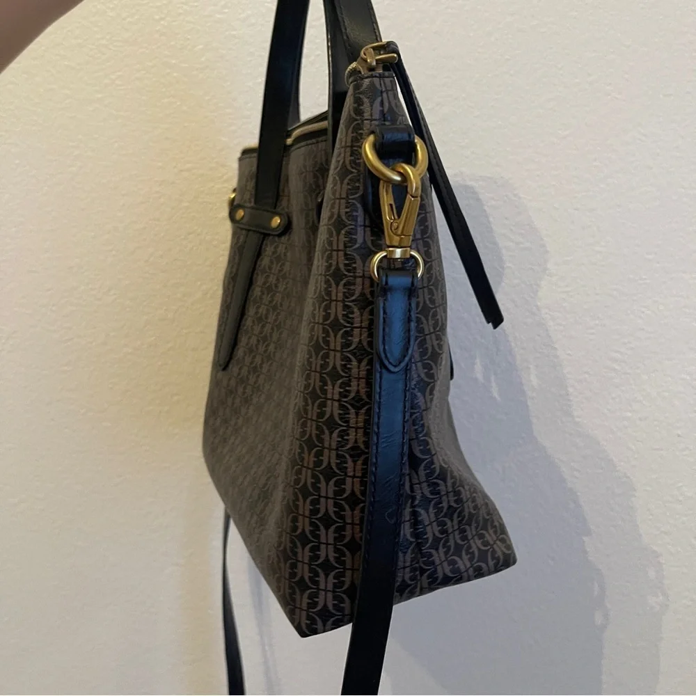 Fossil Felicity Logo Satchel Black Brown